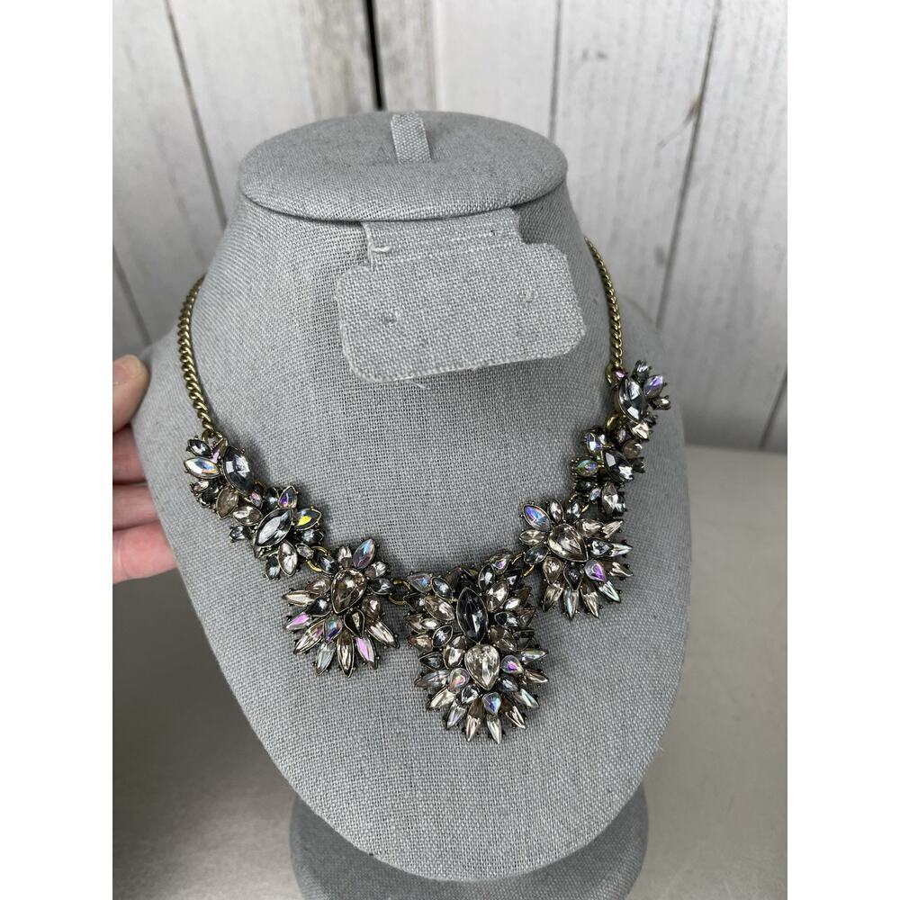 Sugarfix by Baublebar Floral Chunky Statement Necklace Gray Blue Purple